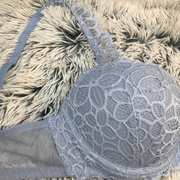 VICTORIA SECRET PINK lace flower blue  34D - Picture 2 of 7